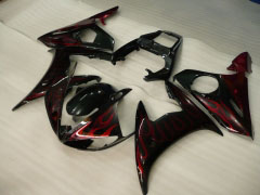 Flame - 赤 黒 フェアリングとボディワーク 2005 YZF-R6 #LF3489
