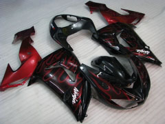 Flame - rojo Negro Fairings and Bodywork For 2006-2007 NINJA ZX-10R #LF6245