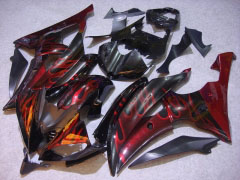 Flame - rojo Negro Fairings and Bodywork For 2008-2016 YZF-R6 #LF6865