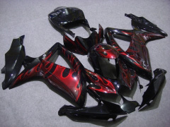 Flame - rojo Negro Fairings and Bodywork For 2008-2010 GSX-R600 #LF6224