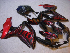 Flame - rojo Negro Fairings and Bodywork For 2008-2010 GSX-R600 #LF6231
